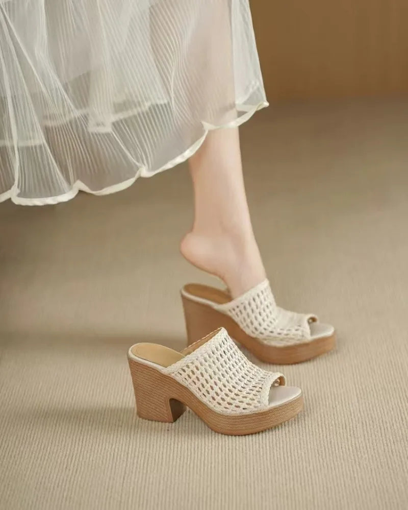 Women’s Platform High Heel Summer Sandals – Thick Sole Casual Slip-On Shoes