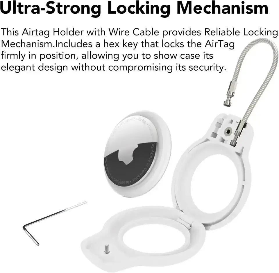 Apple AirTag Secure Holder – Wire Cable Lock Case Keychain for Keys, Luggage Tags, and Key Rings