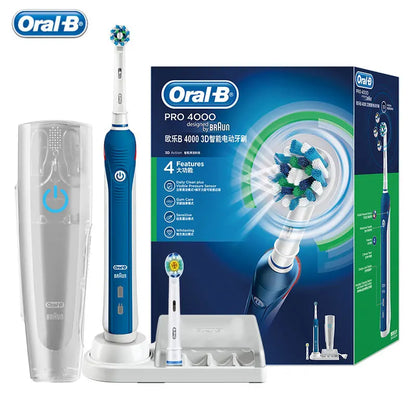 Oral-B Pro 4000 Electric Toothbrush – 3D Action Daily Clean with Pressure Sensor, 4 Modes, Gum Care, Waterproof & Rechargeable