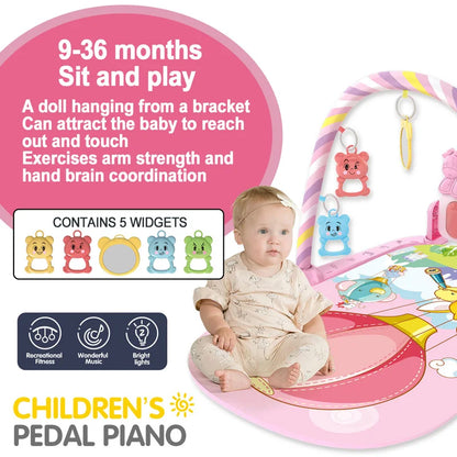 Baby Fitness Play Gym - Newborn Piano Activity Mat with Music, Crawling Blanket & Early Education Toys 0-36 Months