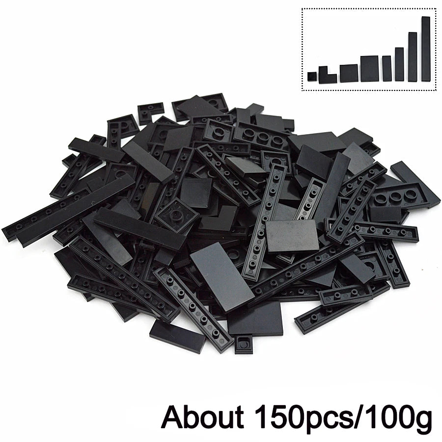 150-Piece DIY Building Blocks Set - Multicolor Flat Tile Construction Parts for Creative Educational Play and Crafts