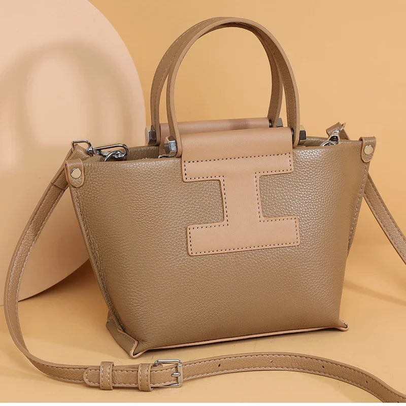 Luxury Cowhide Women’s Tote Bag – High-Quality Genuine Leather Shoulder and Crossbody Handbag, Fashionable Sac A Main
