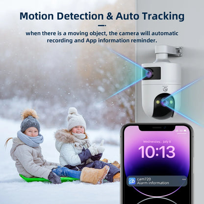 4K PTZ IP Outdoor Security Camera – Waterproof Dual Lens, 5G WiFi, Auto Tracking & Baby Monitor