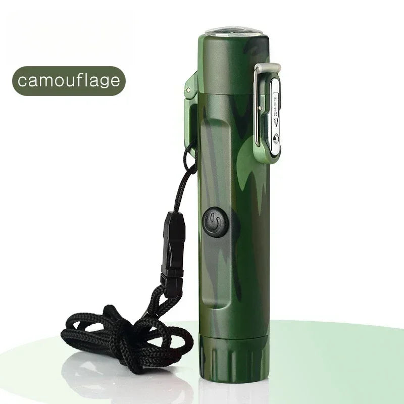 Dual Arc USB Lighter & Flashlight — Windproof Portable Plasma Ignition Survival Tool