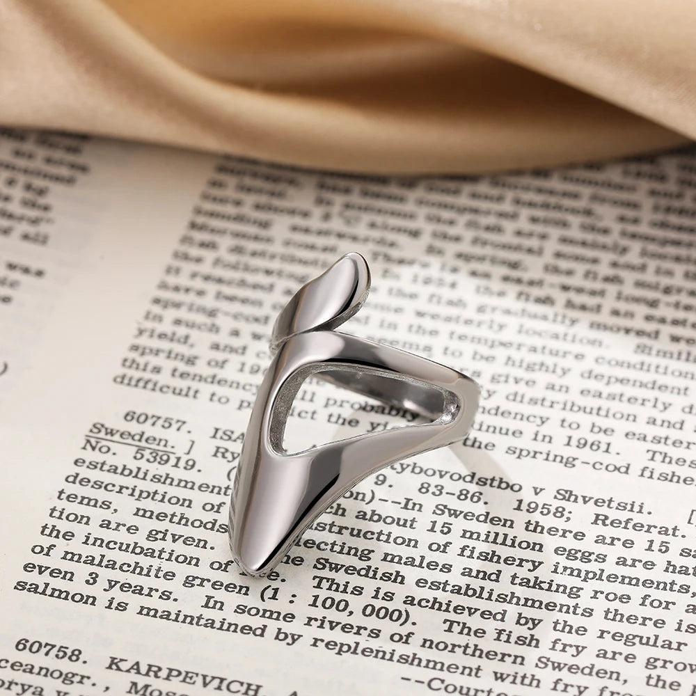 Vintage Stainless Steel Chunky Ring – Punk Irregular Adjustable Open Ring for Women, Wedding Jewelry Gift