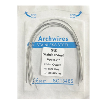 10PCS Dental Orthodontic Arch Wire Set - Stainless Steel Round & Rectangular Dentist Ovoid Form Material