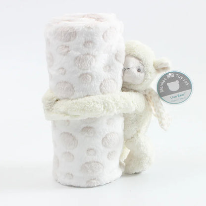 2-Piece Baby Gift Set – Pink Bunny Plush Flannel Blanket & Stuffed Animal for Newborn Sleeping
