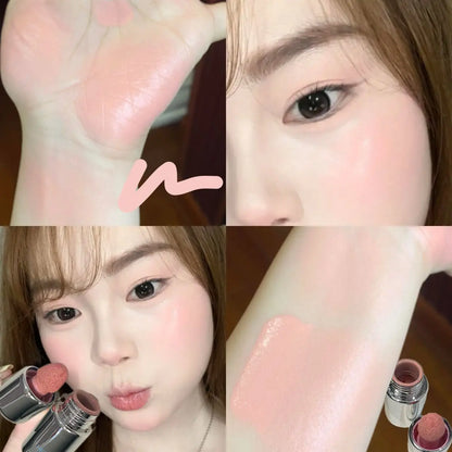 Matte Liquid Blush Cream - Low Saturation Water Light Cheek Makeup with Large Sponge Brush for Natural Rouge Look