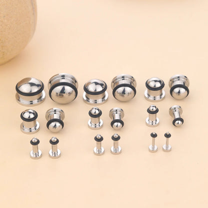2PCS Stainless Steel Ear Plugs & Tunnels — 1.6-16mm Silver Ear Gauge Stretching Kit for Men & Women