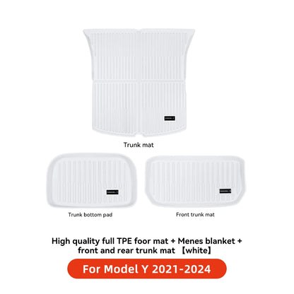 YZ TPE White Foot Pad — Fully-Surrounded Floor Liner for Tesla Model 3 & Model Y (2021–2025) | Waterproof, Non-Slip