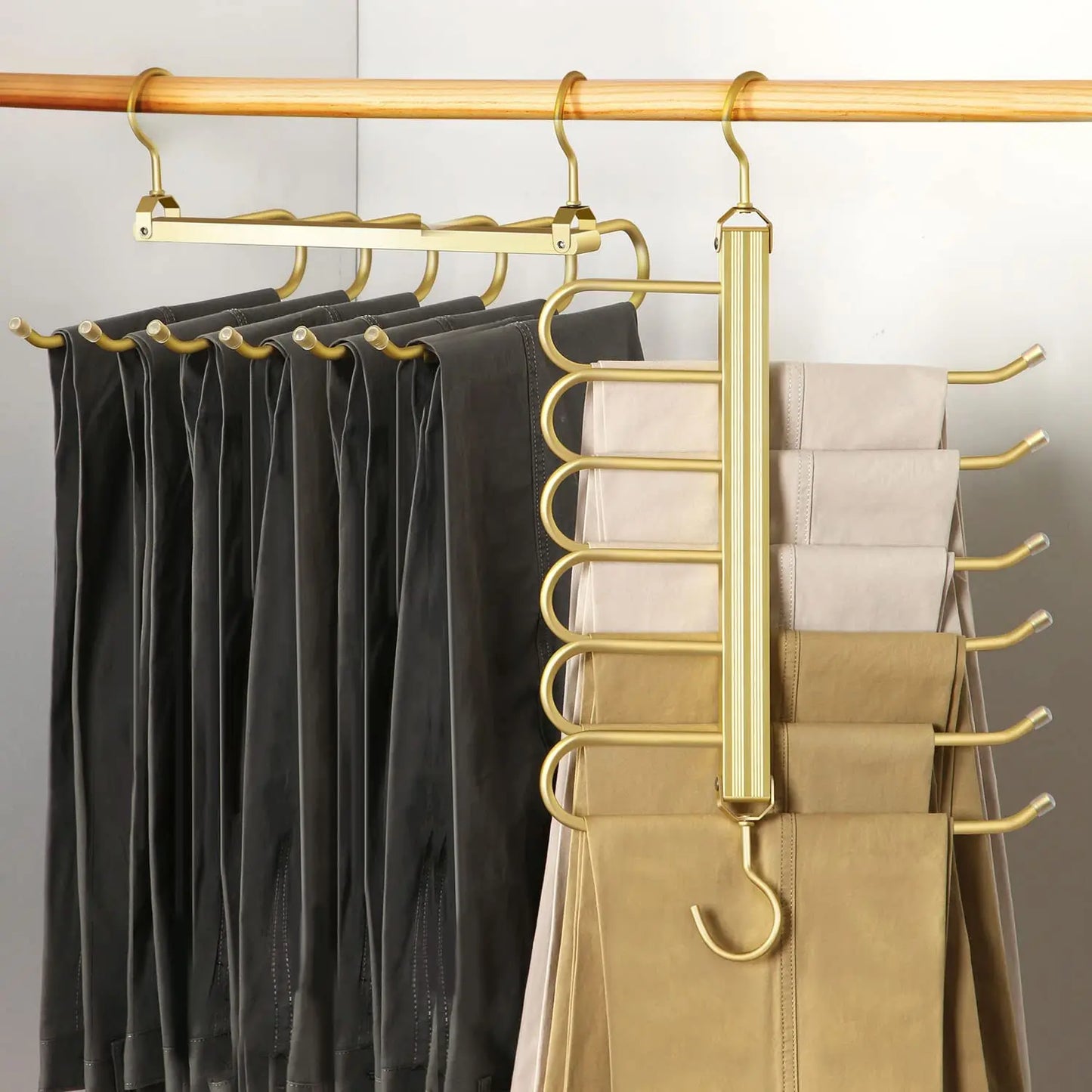 6-Layer Aluminum Pants Hanger – Space-Saving Heavy-Duty Organizer for Jeans, Skirts & Trousers