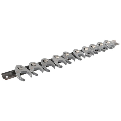 10pcs 3/8" Drive Crowfoot Wrench Set — 10-22mm Metric Open-End Spanners for Torque Wrenches