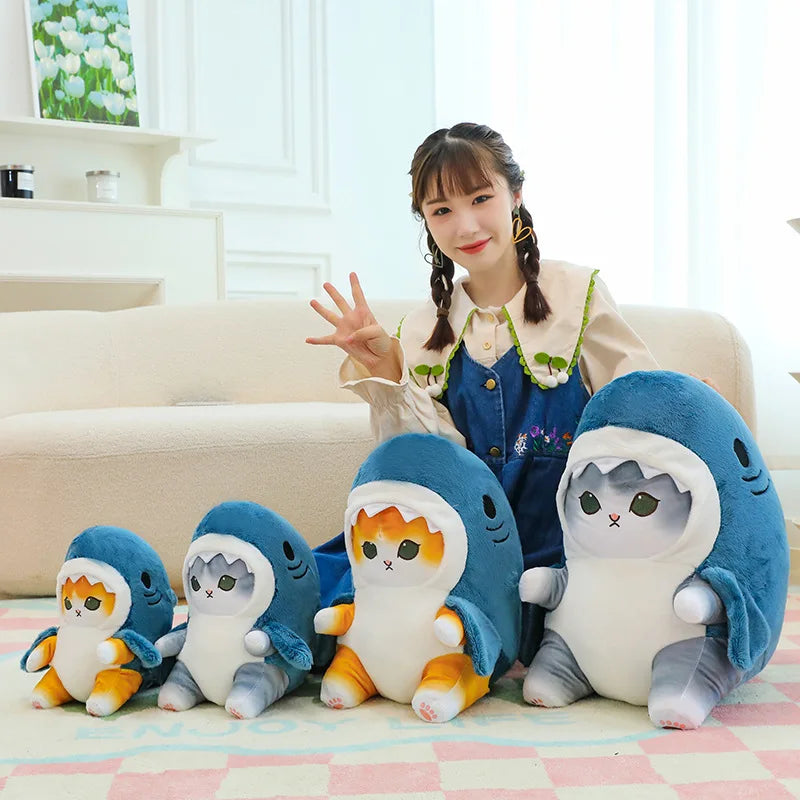 Fun Transformed Cat Doll Plush Toy – Cute 25cm Shark Cat Plush Gift for Girls and Children