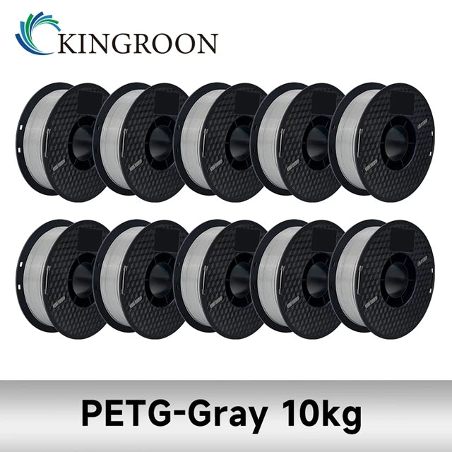 KINGROON 10KG PLA/ABS/PETG Filament 1.75mm – 10 Rolls Black, White, Gray for 3D Printing