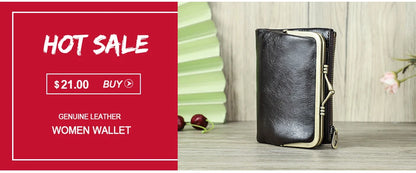 Women's Genuine Leather Long Wallet – Fashion Clutch with Coin Purse, Card Holder & Phone Pocket by Contact's
