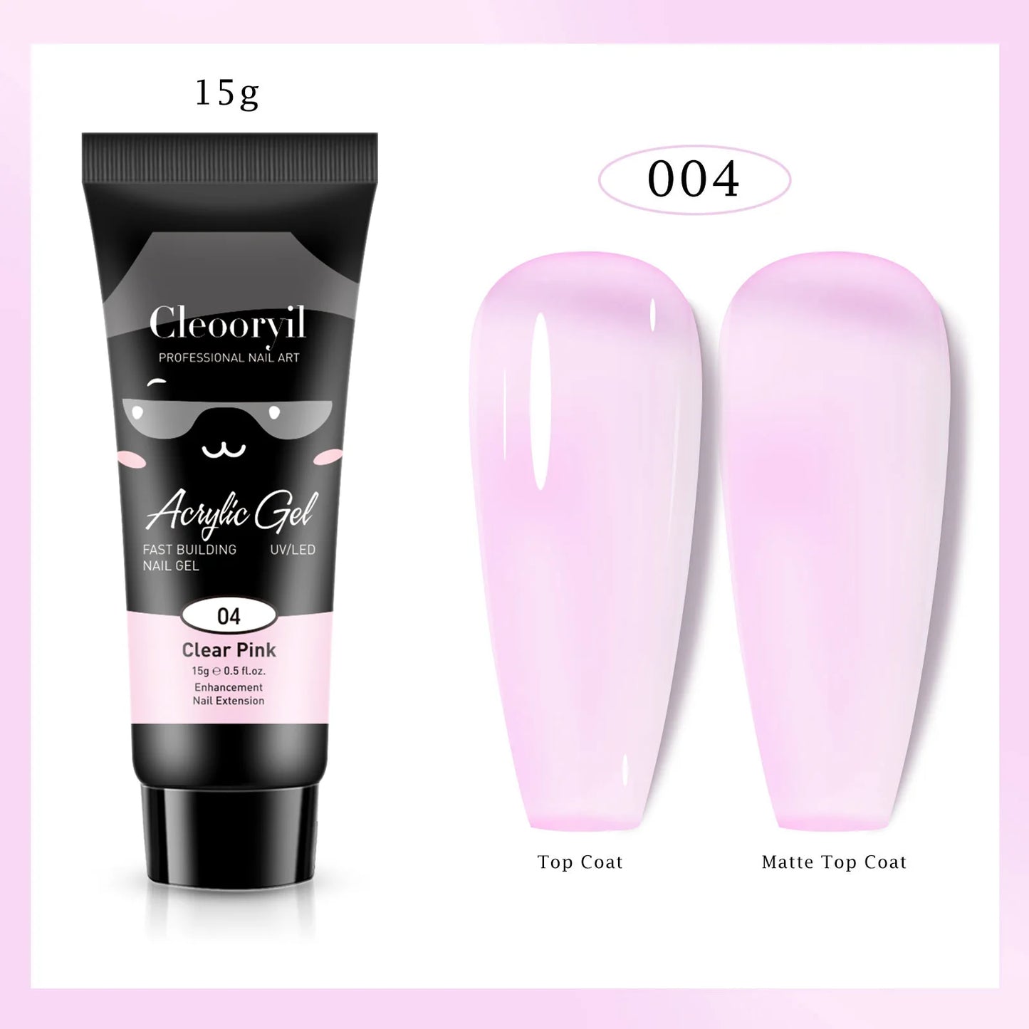 15ml Solid Nail Extension Gel – Poly Acrylic Crystal Gel in Naked Color, UV/LED Quick Build & Nail Extension Polish