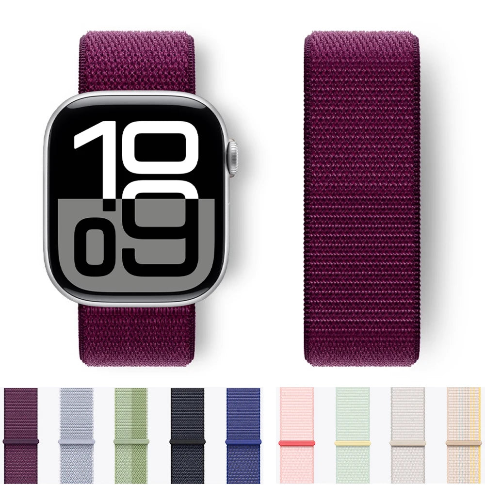 Sport Loop Strap for Apple Watch Band 40mm–49mm – Compatible with Series 3–10, SE & Ultra Adjustable Bracelet
