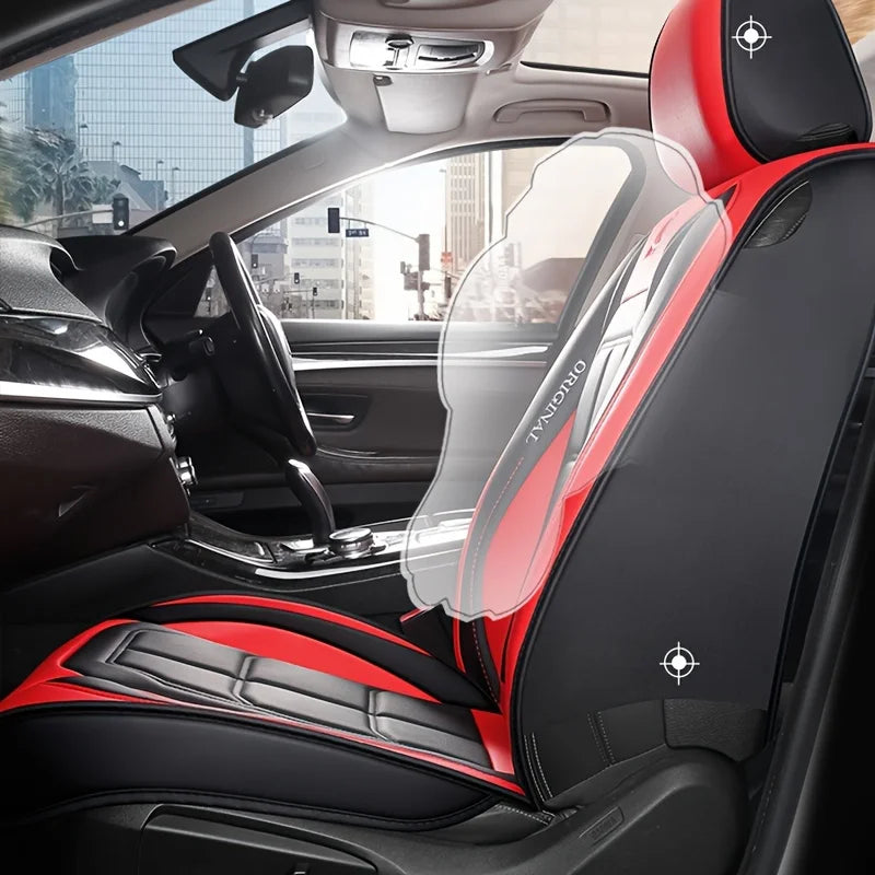 Universal Full-Coverage Leather Car Seat Cover - All-Season Driver & Passenger Seat Cushion Pad