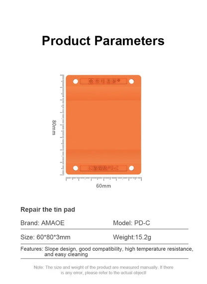 AMAOE PD-C Universal Planting Tin Pad Set – High-Temperature Resistant Insulation Silicone Mat for Mobile Phone Repair