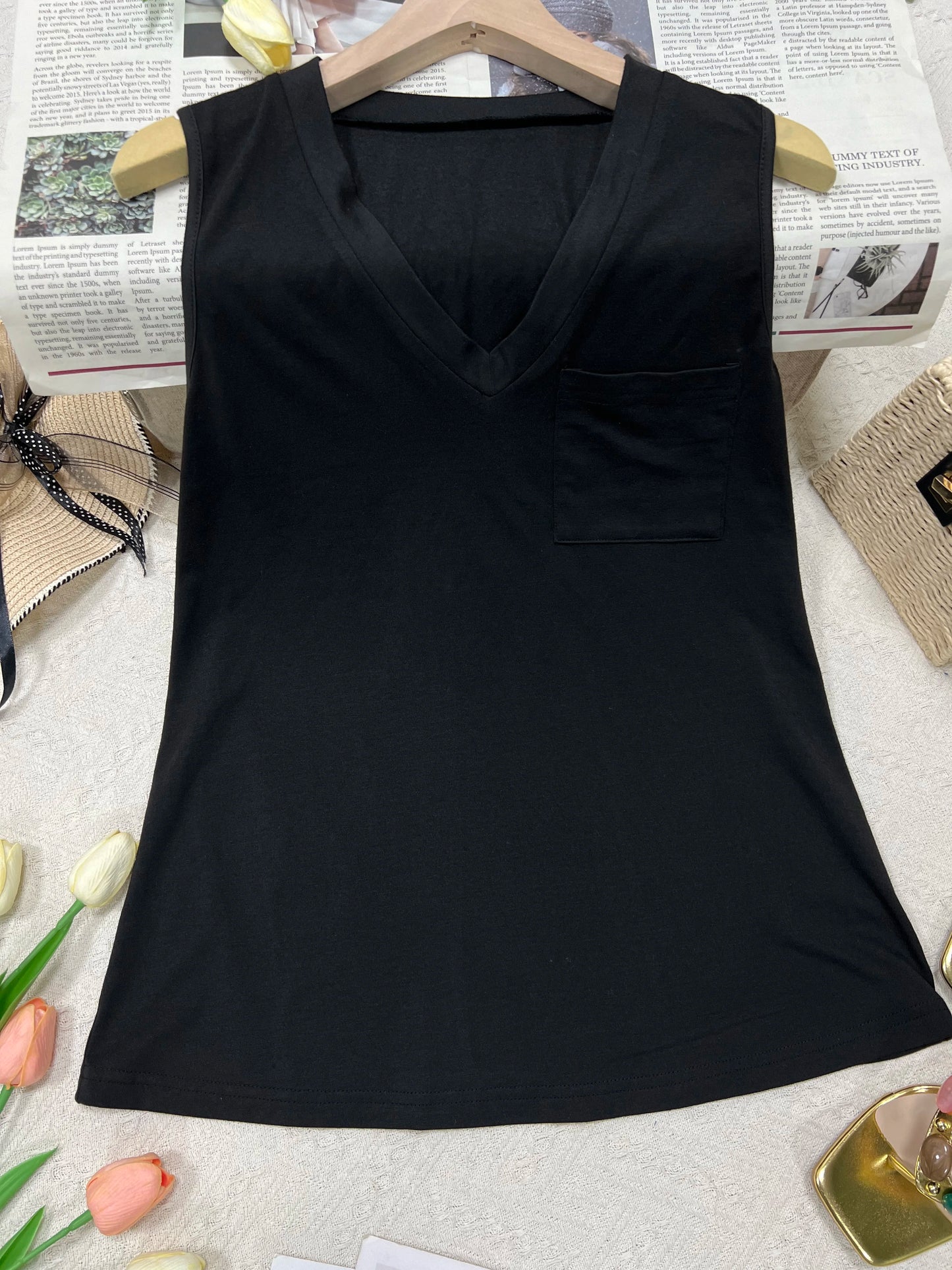 2026 Women’s V-Neck Sleeveless Camisole - Loose Fit Solid Color Casual Versatile Summer Top