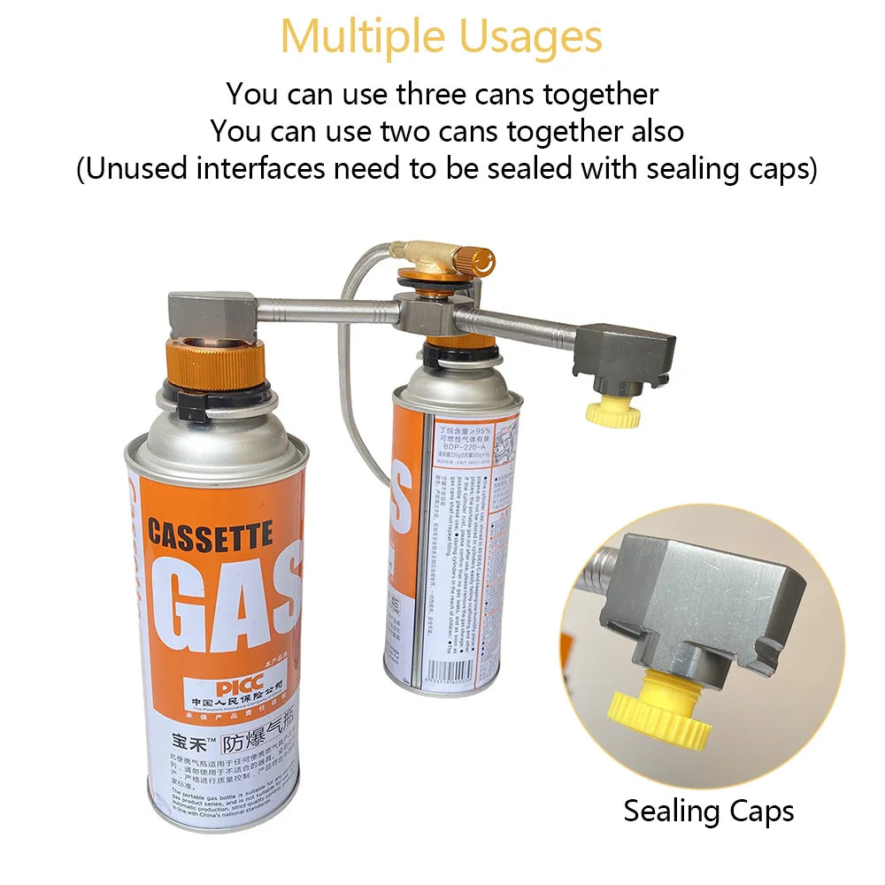 3-in-1 Butane Gas Adapter - Three-Outlet Fuel Tank Conversion & Gas Distributor Head
