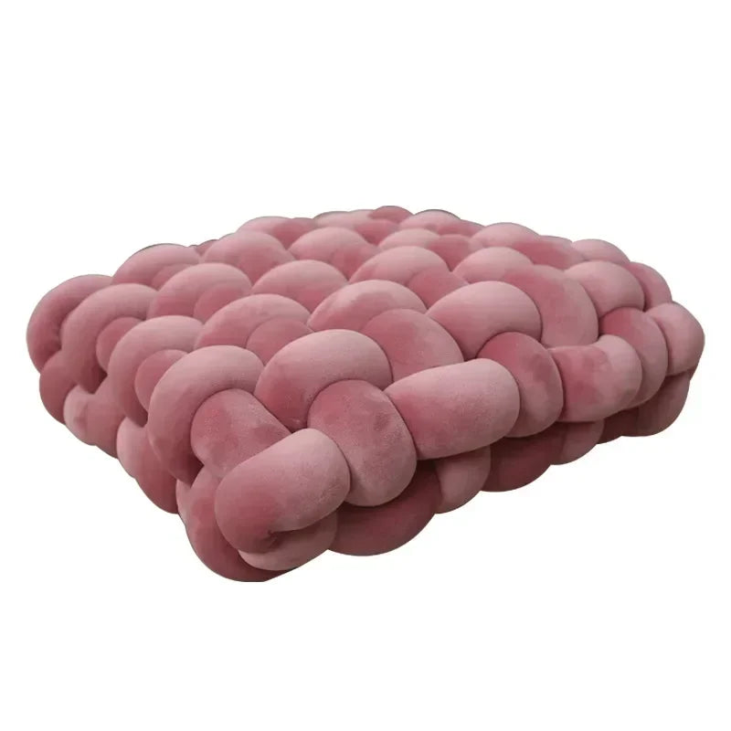 Knotted Square Cushion – Nordic Aesthetic Hand-Made Plush Pillow for Office Chair & Decorative Sleeping Back Support