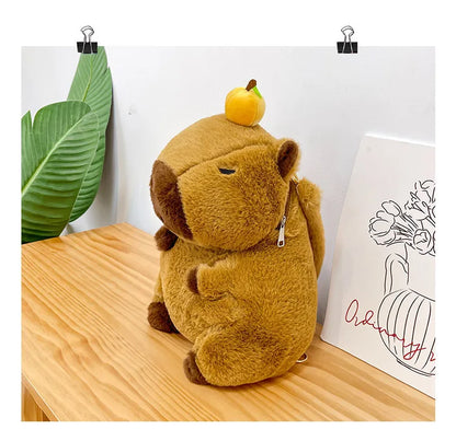 Kawaii Capybara Plushie Backpack - Mini Fur Doll Shoulder Bag for Children & Gift for Girlfriend