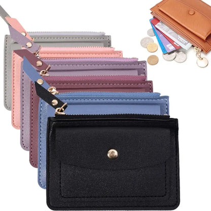 Stylish Short Coin Purse: PU Leather, Solid Color, Credit Card Holder, Zipper Wallet, Money Bag - Multi-Cards Holder