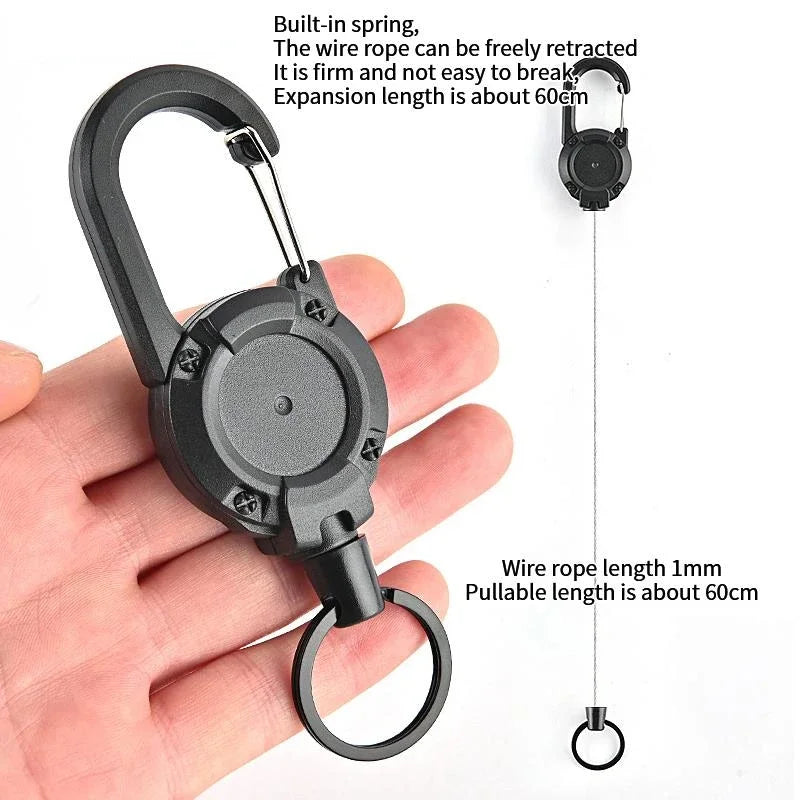 Anti-Theft Metal Retractable Keychain - Easy-Pull Elastic Yoyo for Ski Pass, ID Card, and Anti-Lost Accessories