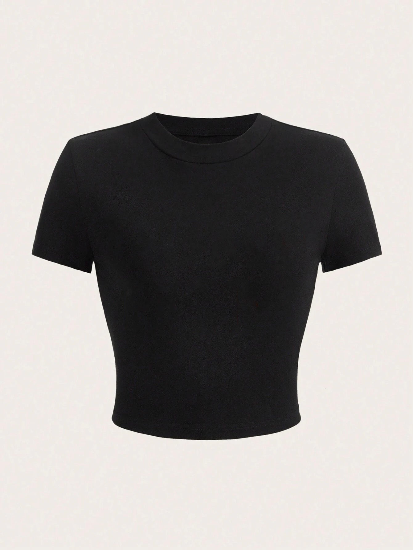 Y2K Women’s Solid Cotton Crop Top – Short Sleeve, High-Elastic O-Neck T-Shirt for Summer Streetwear & Sporty Fashion