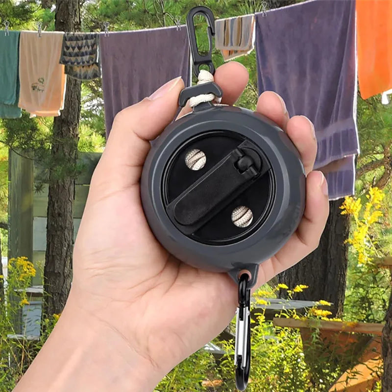 Outdoor Retractable Clothesline 10M – Portable Adjustable Camping Clothes Drying Rack, Windproof Washing Line Rope