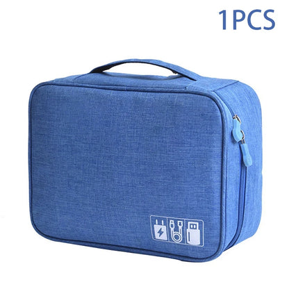 Portable Waterproof Travel Cable Storage Bag – Digital Organizer for USB Cables, Chargers & Plugs