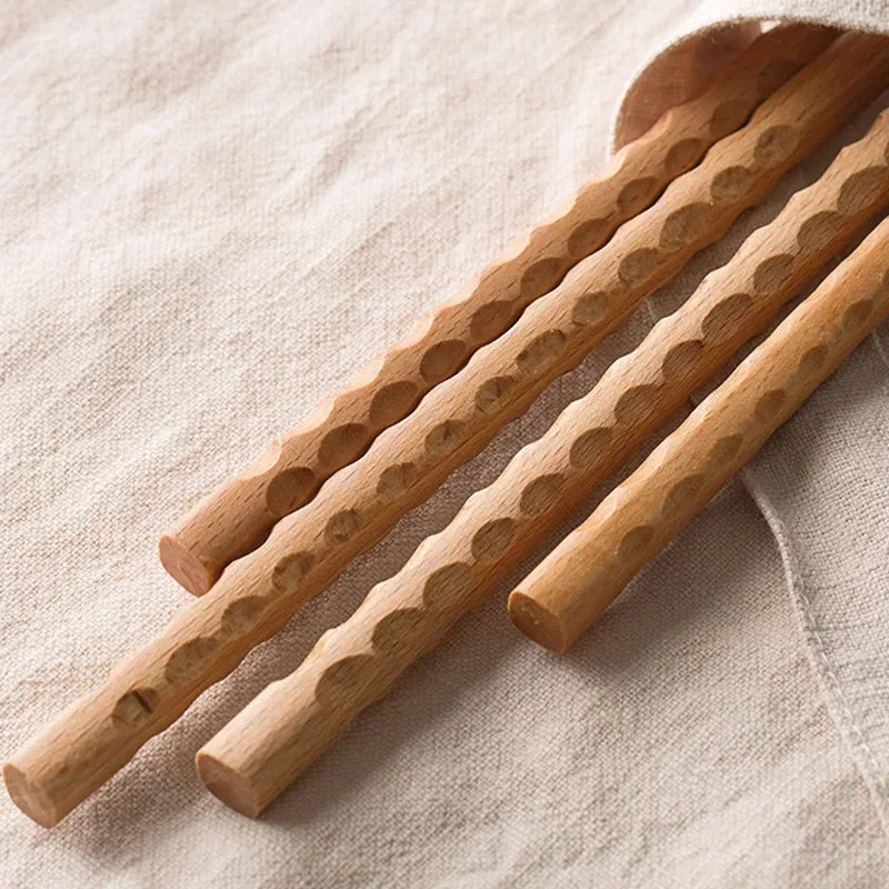 Japanese Extra Long Wooden Chopsticks – Polished Beech Wood, Anti-Slip for Fried Food & Noodles, Kitchen Cooking Tools