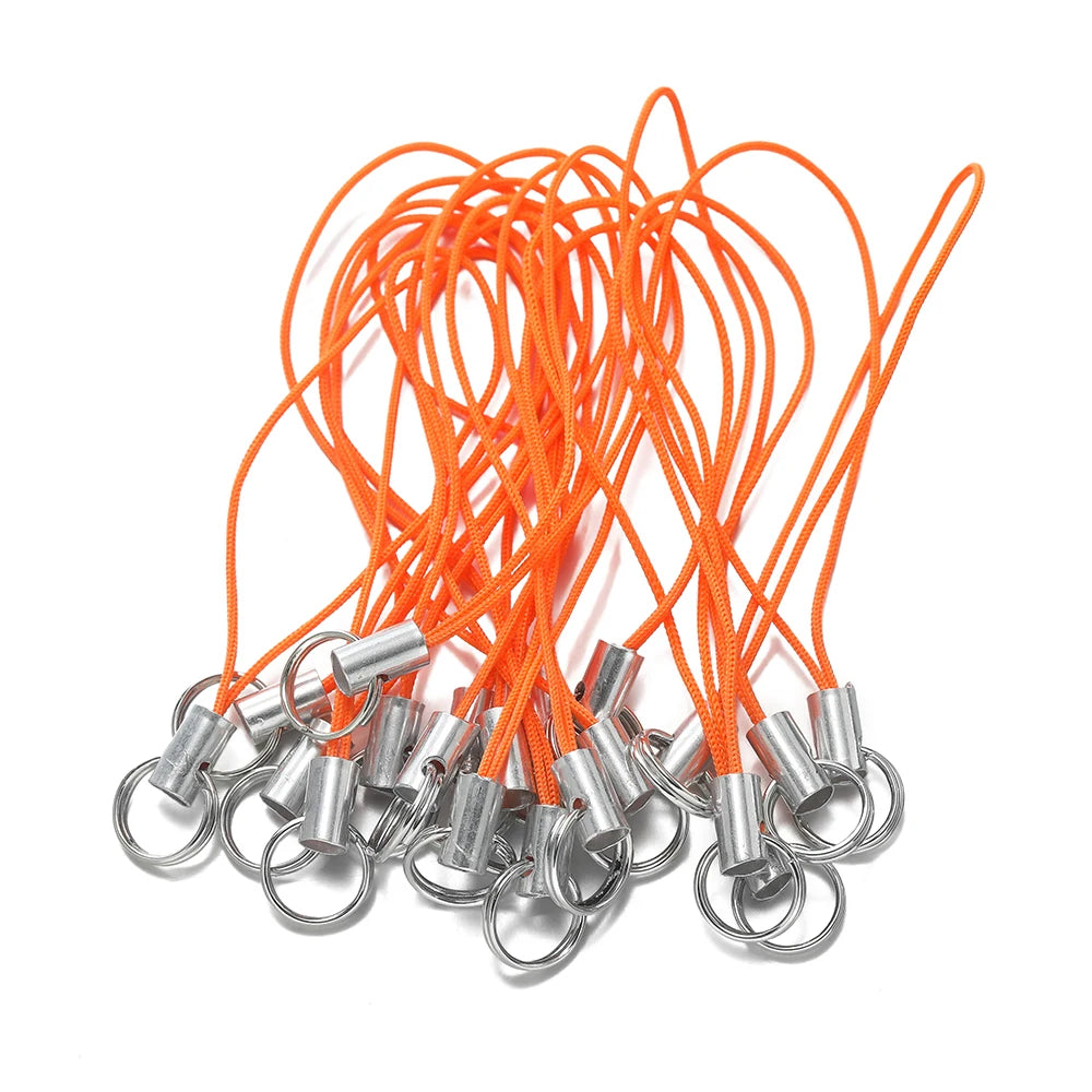 20/50pcs Polyester Lanyard Cord - Double Jump Ring Rope for Keychains, Phone Straps, DIY Crafts & Jewelry Making