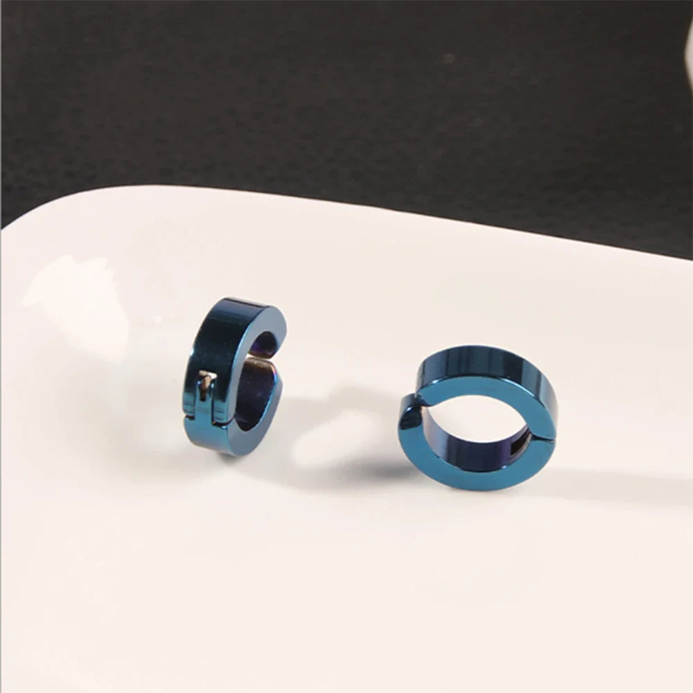 Personalized Punk Stainless Steel Ear Clips for Men – Stylish Non-Piercing Earrings