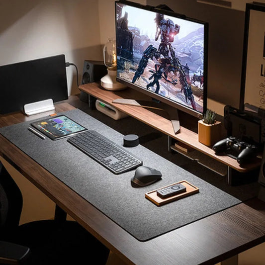 Large Wool Felt Computer Desk Mat: Soft Breathable Laptop Anti-Slip Pad - Ideal for Gamers, Comfortable for Cold Weather
