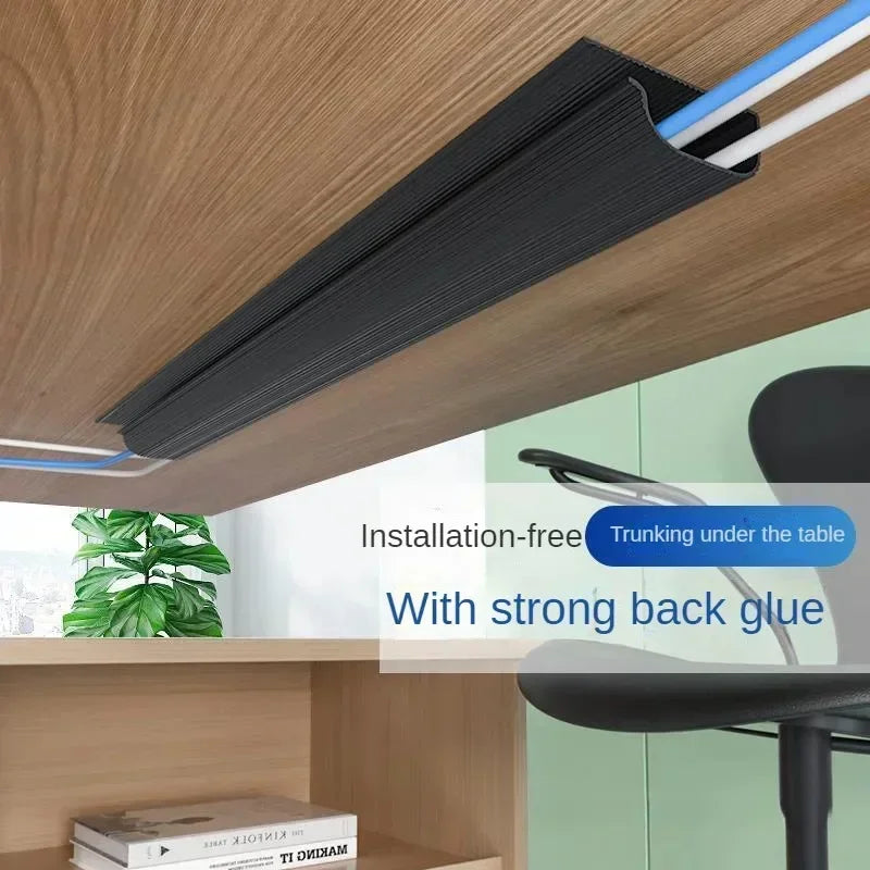 Under Desk Cable Management Tray – No-Drill Channel Raceway Cord Hider for Organized Workspace