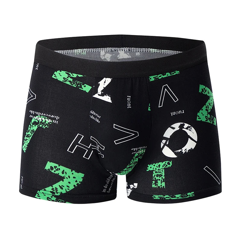 4-Piece Men's Fashion Boxer Shorts – European & American Size, Comfortable & Breathable Plus Size with Elastic Waist