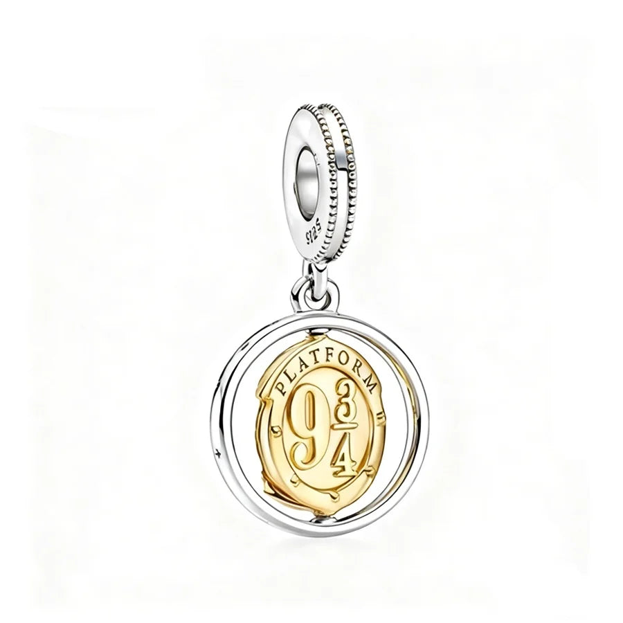 925 Sterling Silver Magic Fan Charm Beads - European Bracelet Charms with Wizard, Train, and Pigeon Designs for Collectors and Gifts