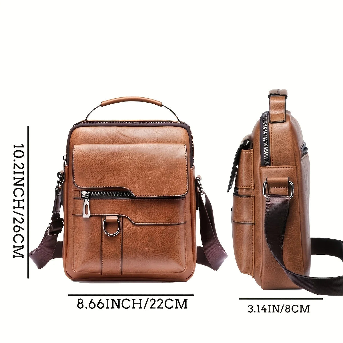 Men’s Shoulder Bag – PU Leather Crossbody for 9.7" iPad, Business Flap Messenger Bag, Travel Bag
