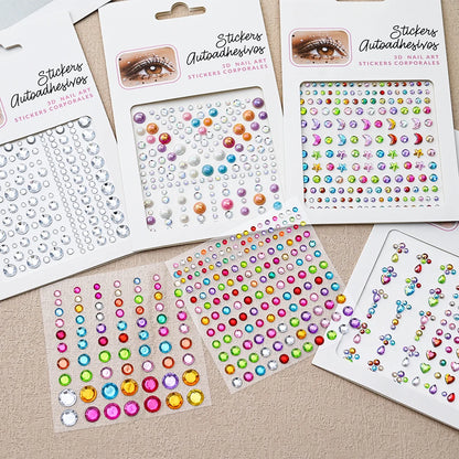 5D Face Diamond Gem Stickers - Colorful Rhinestone Body Makeup Tattoo for Festival, Nail Art & DIY Bling Style