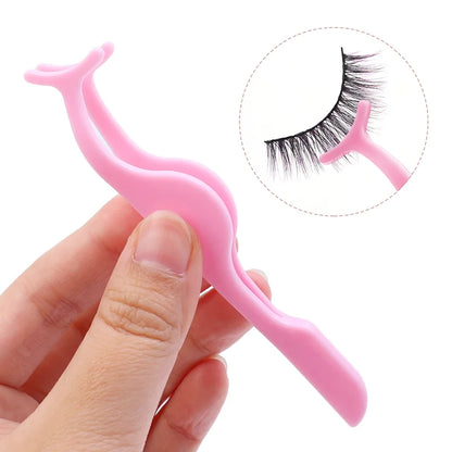 False Eyelash Applicator Tweezer Tool – Professional Plastic Lash Curler & Clip Makeup Accessory (1/30PCS)