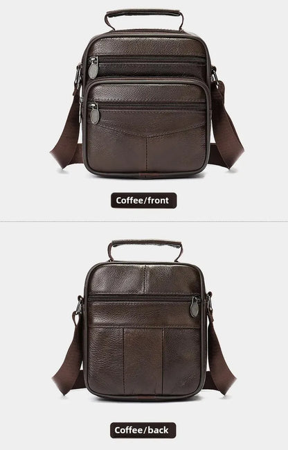 Men’s Genuine Leather Crossbody Bag – Small Outdoor Casual Bag for Motorcycle and Daily Use