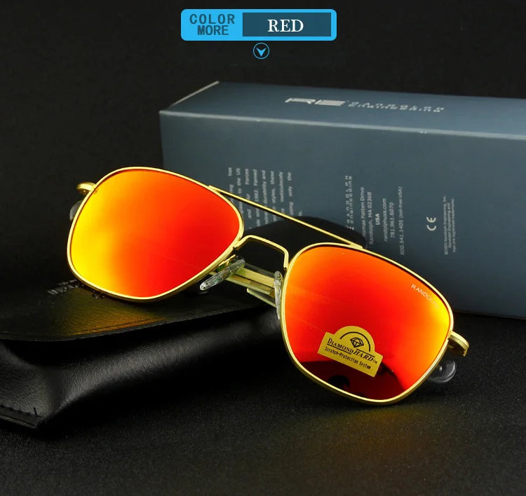 RE Military Aviation Sunglasses — Vintage Titanium Frame Pilot Glasses for Men & Women