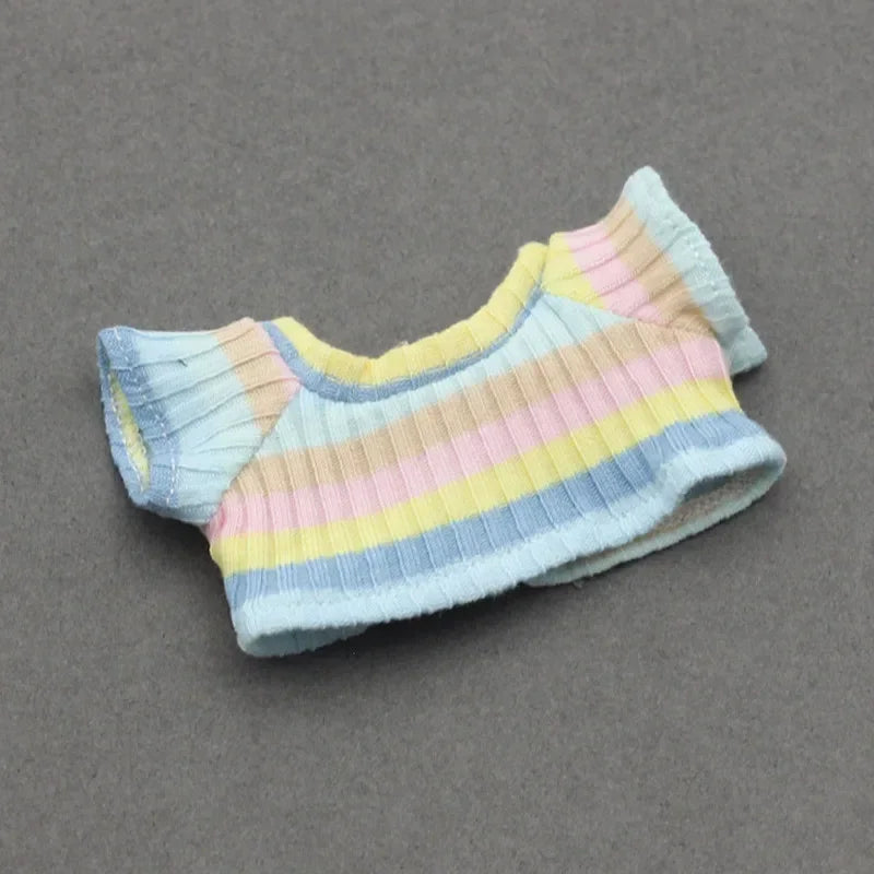 Doll Clothes Outfit for Kpop EXO Labubu & Cotoon Dolls – T-Shirt & Denim Shorts Set for 10-17cm Dolls