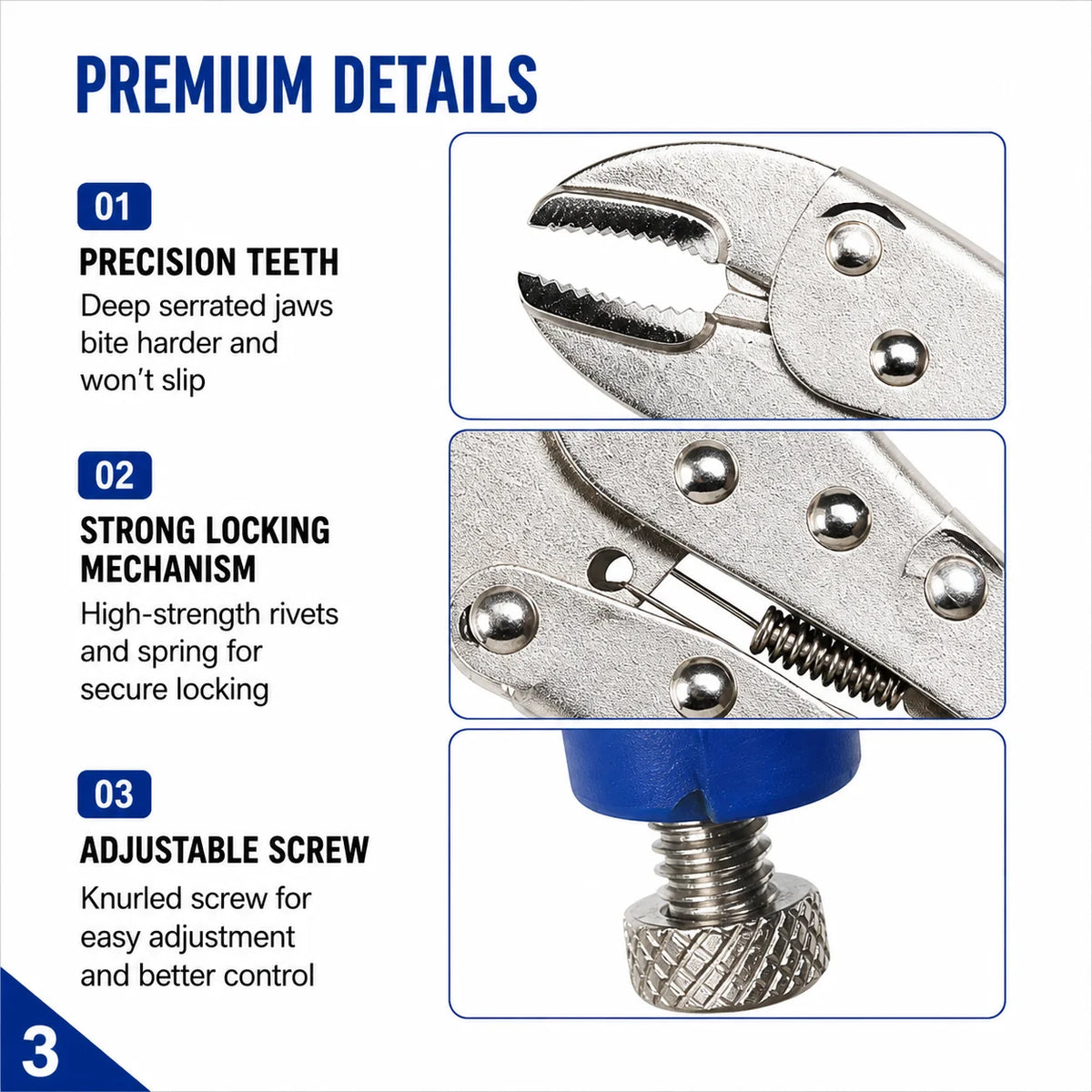 Multi-Function Locking Pliers - Straight & Curved Jaw Adjustable Heavy-Duty Vise Grip Clamp Tool