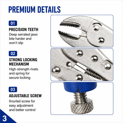 Multi-Function Locking Pliers - Straight & Curved Jaw Adjustable Heavy-Duty Vise Grip Clamp Tool