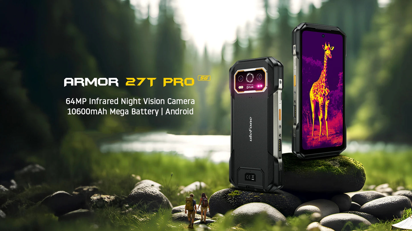 Ulefone Armor 27T Pro 5G Rugged Phone - 10600mAh, Android 14, 50MP+64MP Night Camera, 6.78" Display, 24GB+256GB, NFC