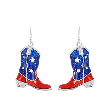 American Flag Drop Earrings - USA Patriotic Red White Blue 4th of July Jewelry Accessories for Women