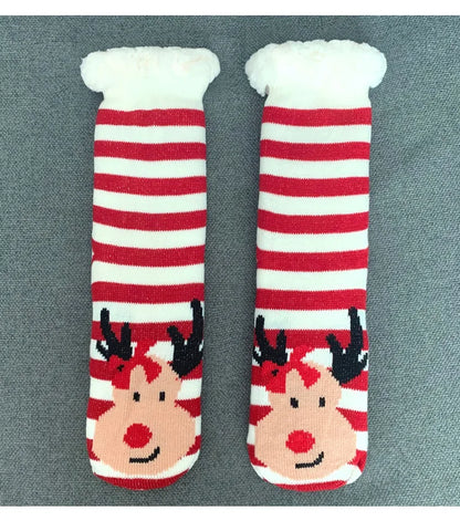 Women’s Christmas Fuzzy Socks – Winter Warm Thermal Non-Slip Fluffy Floor Slippers, Soft Indoor Home Gift